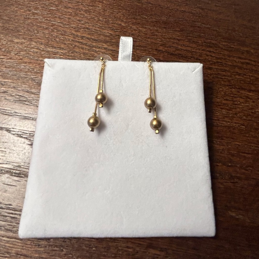 Bronze Pearl Dangle Earrings